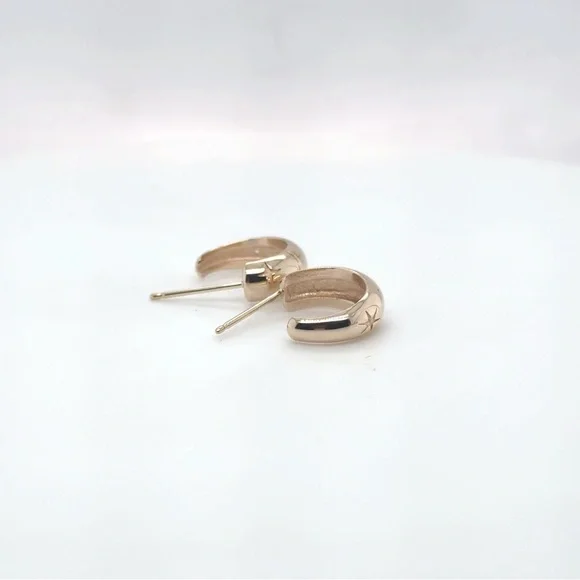 14K Yellow Gold Star Hoop Earrings